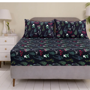 Midnight Bloom - Satin Fitted Sheet
