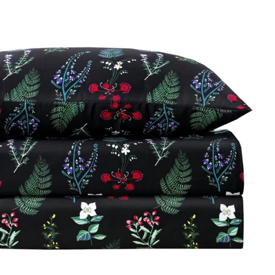 Midnight Bloom - Satin Fitted Sheet